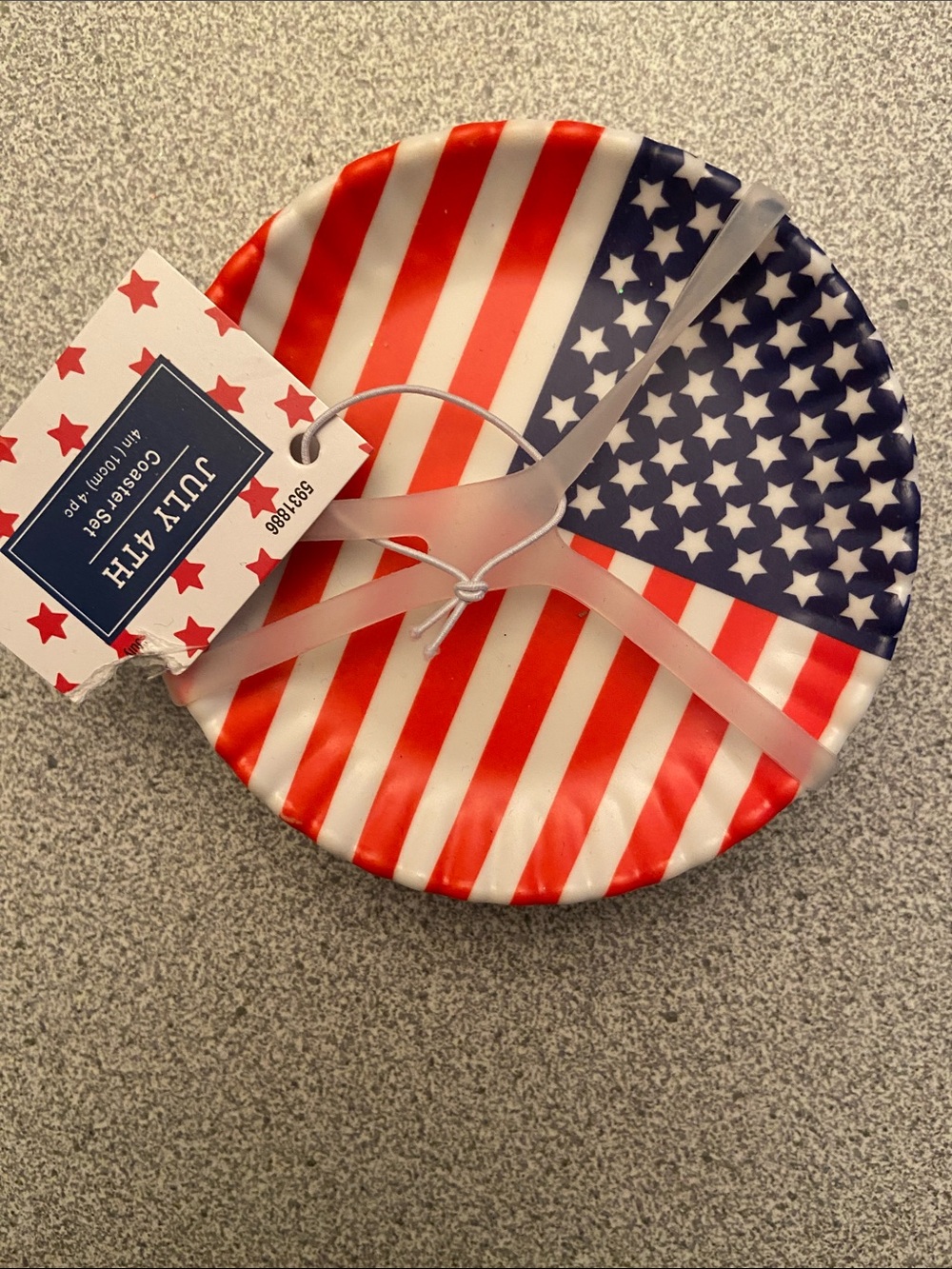 American Flag Ceramic Coaster Set - Red, White & Blue